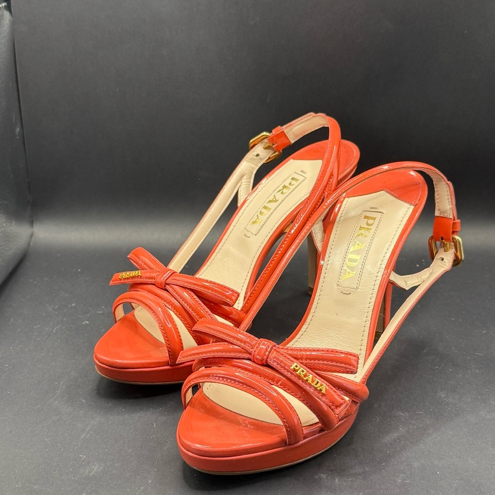 Prada Coral patent leather slingback heels - Picture 11 of 14